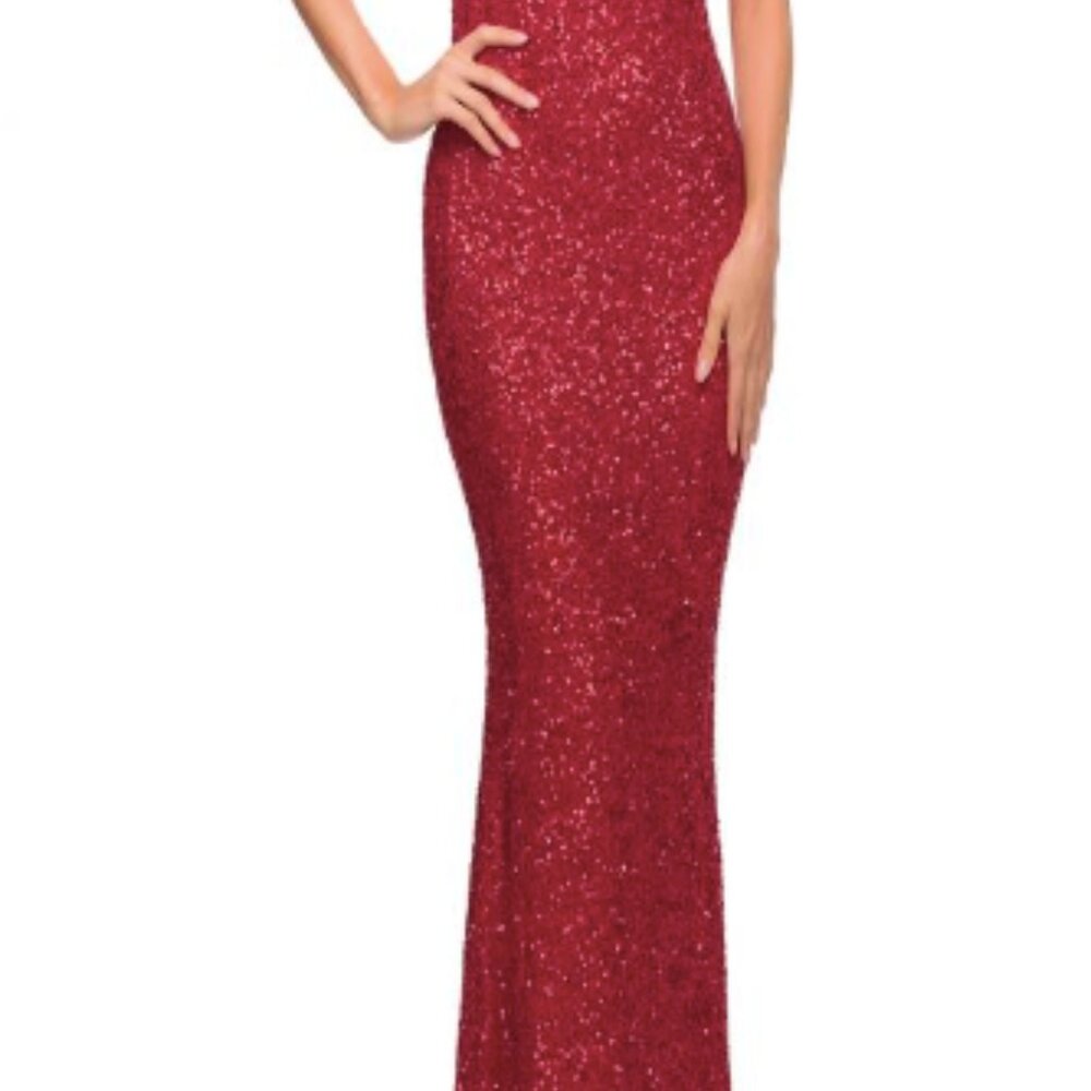 LA FEMME 30707 Red Sequined Dress Size 0